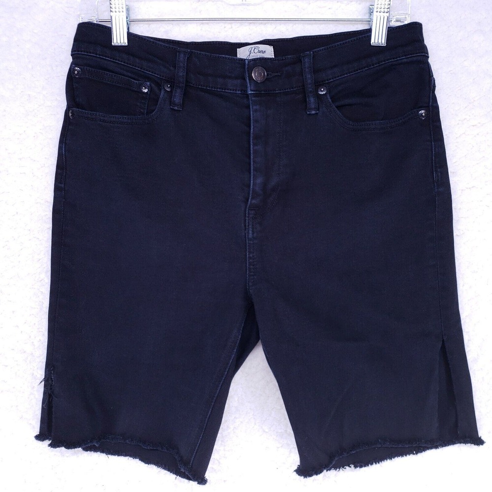 J Crew Black Boot Crop Cut Off Jean Shorts Women Size 29 Mid Rise Denim Pants
